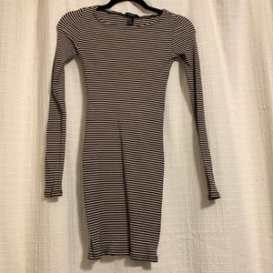Ribbed striped bodycon dress